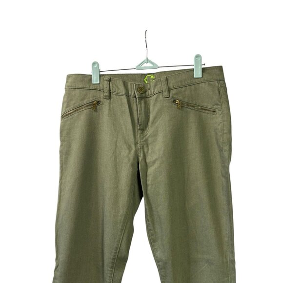 C Wonder Womens Green Denim Legging Jeans Mid Rise Stretch Side Zip Size 29 - Picture 2 of 9